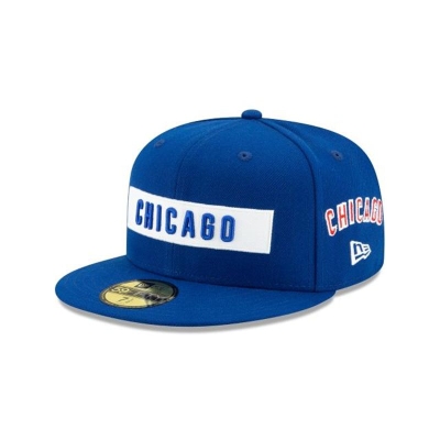 Blue Chicago Cubs Hat - New Era MLB Boxed Wordmark 59FIFTY Fitted Caps USA9836017